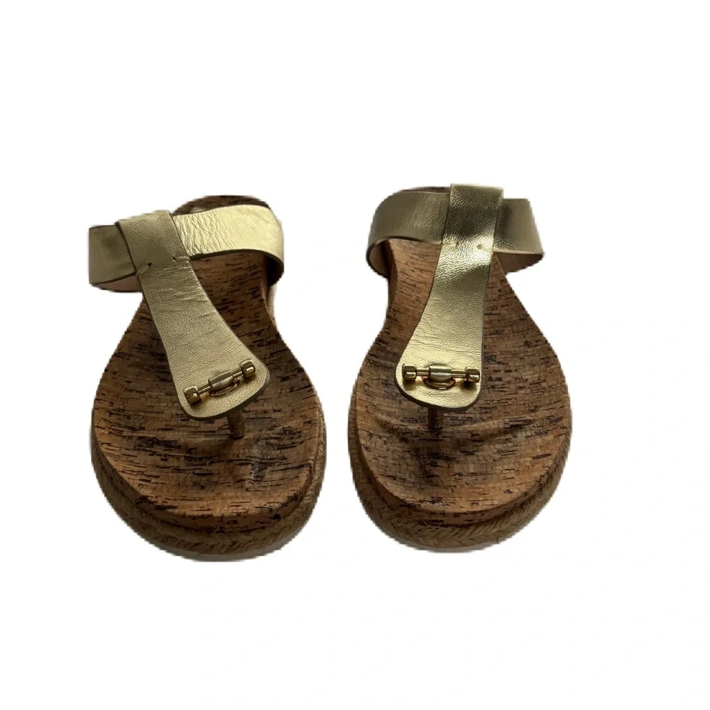 Tory Burch Gold Metallic Thong Sandal Size 8